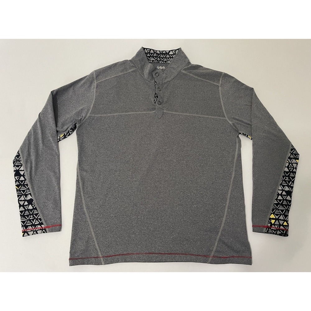 Janji Pullover M Gray Geometric Half Zip Long Sleeve Running Top Zip